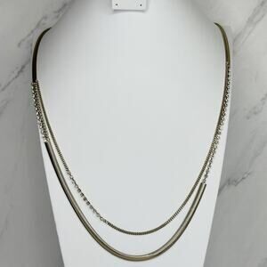 Chico's Rhinestone Herringbone Chain Necklace ✨ Gold Tone Layering